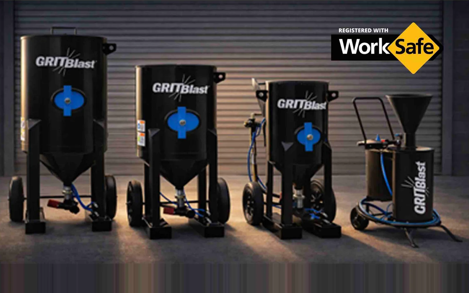 GritBlast GB200, GB100, GB40 and GB09 Mini dry abrasive blast pots