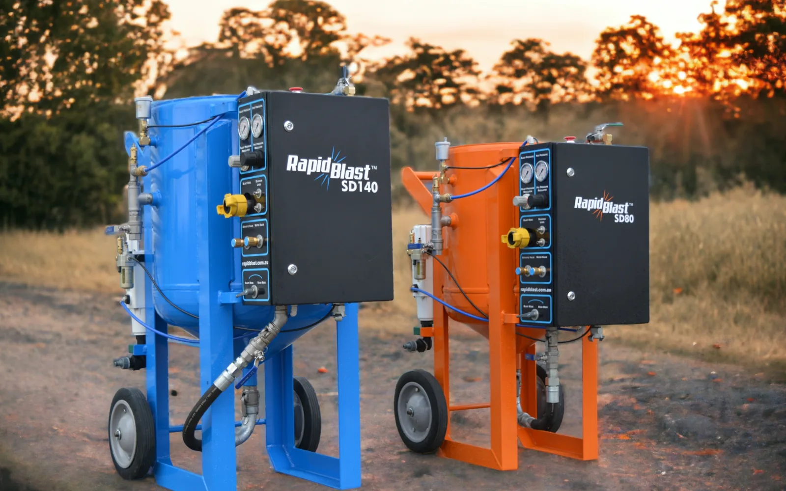 RapidBlast SD140 and SD80 wet abrasive (dustless) blast machines